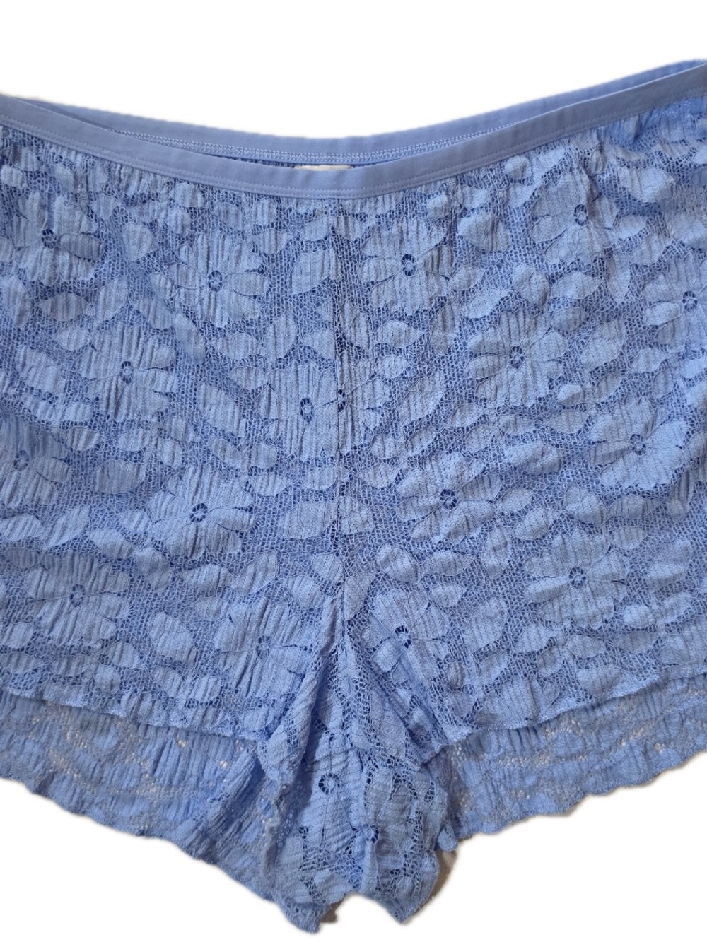 Aerie Hot Pants Womens XL Blue Lace Floral Elastic Waist Pull On Summer
